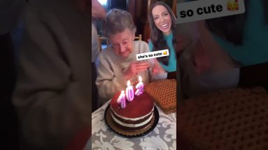 grandma's dentures fall out while blowing out candles #shorts